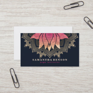 Tarjeta De Visita Elegante logotipo de mandala de flor de loto instr
