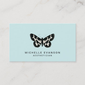 Tarjeta De Visita Elegante Logotipo de mariposa Mint Green