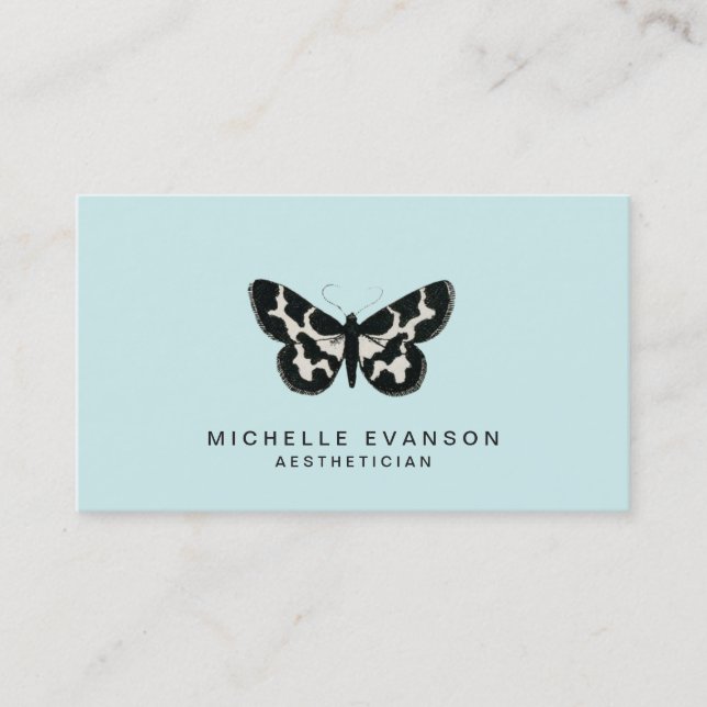 Tarjeta De Visita Elegante Logotipo de mariposa Mint Green (Anverso)