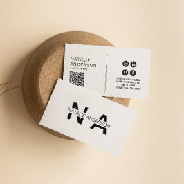 Tarjeta De Visita Elegante Logotipo de Monograma moderno con código