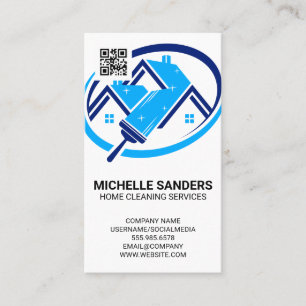 Tarjeta De Visita Elegante logotipo de servicios de limpieza del hog