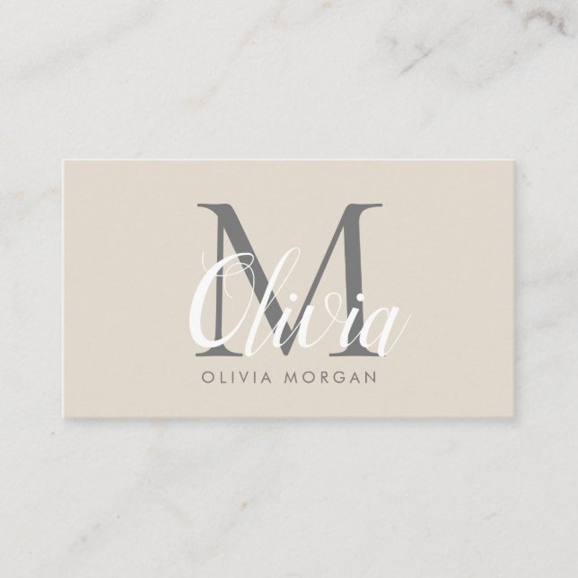 Tarjeta De Visita Elegante logotipo en monograma profesional beige g (Anverso)