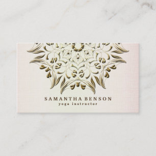 Tarjeta De Visita Elegante Logotipo Gold Lotus Yoga Meditation Welln