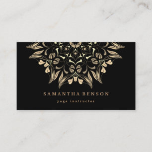 Tarjeta De Visita Elegante Logotipo Gold Lotus Yoga Meditation Welln