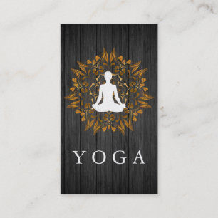 Tarjeta De Visita Elegante Logotipo Mandala De Madera Yoga Sanación 