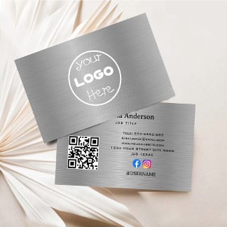 Tarjeta De Visita Elegante Logotipo Metalizado Aluminio Plata Cepill