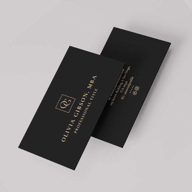Tarjeta De Visita Elegante Logotipo Mínimo de Monograma Profesional (Elegant Minimal Monogram Logo OG Professional Business Card
)