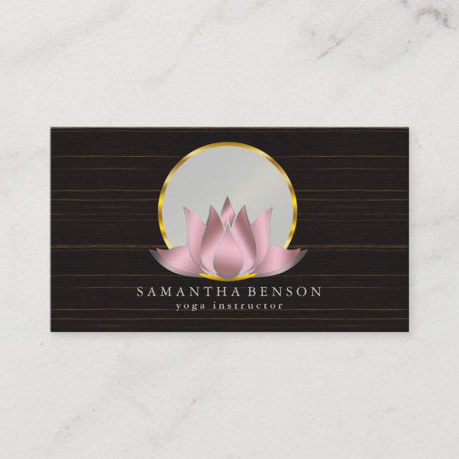 Tarjeta De Visita Elegante Logotipo Moderno Gold Lotus Estilo Cobre (Anverso)