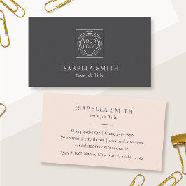 Tarjeta De Visita Elegante Logotipo Personalizado Minimalista Rosa B