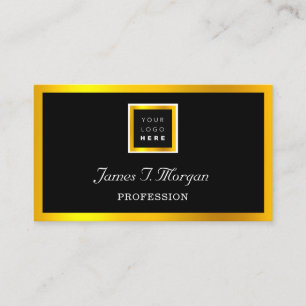 Tarjeta De Visita Elegante logotipo profesional enmarcado negro oro 