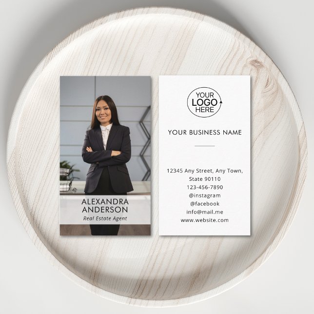 Tarjeta De Visita Elegante logotipo profesional Foto mínima (Elegant Business Logo Professional Photo Minimal Business Card)