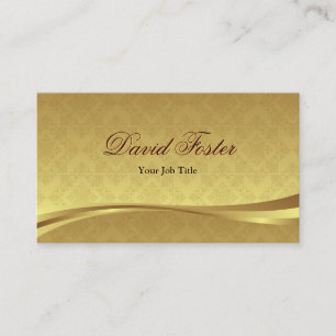 Tarjeta De Visita Elegante look Gold Leaf con Damasco de Lujo