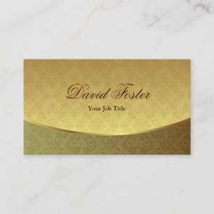 Tarjeta De Visita Elegante look Gold Leaf con Damasco de Lujo