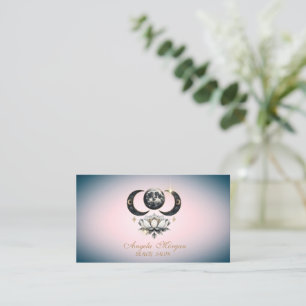 Tarjeta De Visita Elegante Loto Azul Profesional Luna