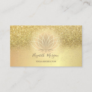 Tarjeta De Visita Elegante Loto  Confeti Brillo Instructor de Yoga