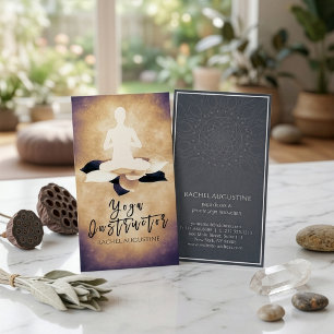 Tarjeta De Visita Elegante Loto Negro Blanco y Postura de Meditación