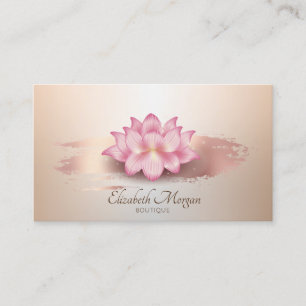 Tarjeta De Visita Elegante Loto Rosa Dorado Pincelada Loto