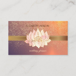 Tarjeta De Visita Elegante Lotus de Confeti de Oro Moderno