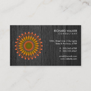 Tarjeta De Visita Elegante Lotus Floral Black Wood Wellness