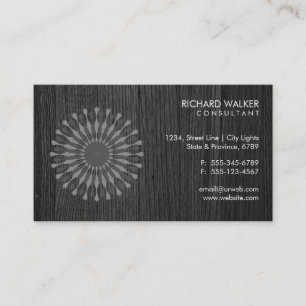 Tarjeta De Visita Elegante Lotus Floral Black Wood Wellness