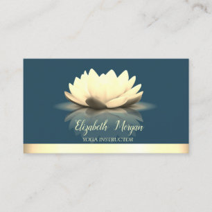 Tarjeta De Visita Elegante Lotus Franja Dorada Yoga 