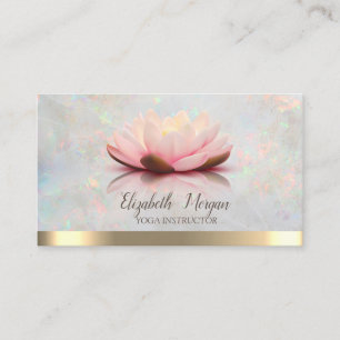 Tarjeta De Visita Elegante Lotus Franja Dorada Yoga Opalo