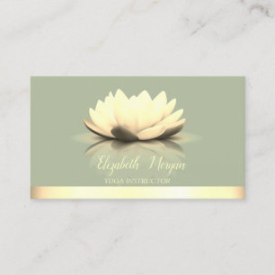 Tarjeta De Visita Elegante Lotus Frío Dorado Raya Yoga Verde