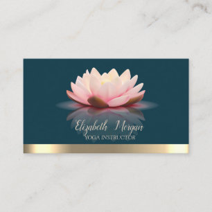 Tarjeta De Visita Elegante Lotus Gold Stripe Yoga