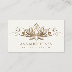 Tarjeta De Visita Elegante Lotus Ornament - oro pastel