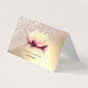 Tarjeta De Visita Elegante Lotus Purpurina Gold