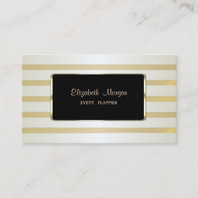 Tarjeta De Visita Elegante Lujo Elegante, Bandas De Oro (Anverso)