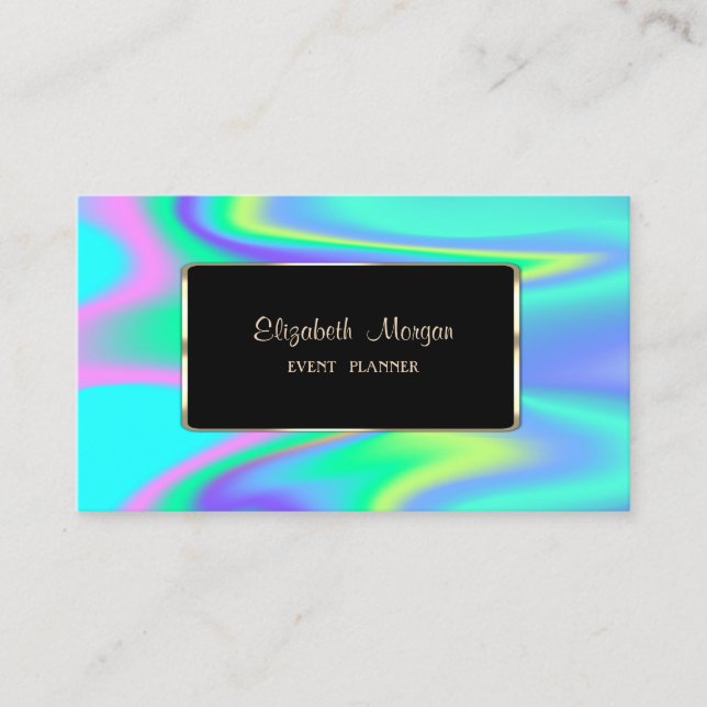 Tarjeta De Visita Elegante Lujo Elegante, Moderno, Holográfico (Anverso)