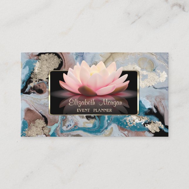 Tarjeta De Visita Elegante Lujo Elegante, Moderno, Lotus Marble (Anverso)