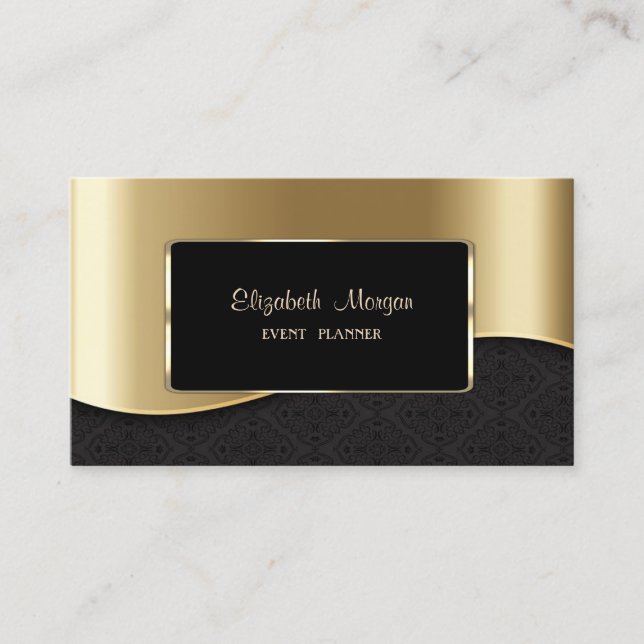 Tarjeta De Visita Elegante Lujo Elegante, Profesional, Faux Gold (Anverso)