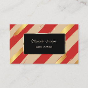 Tarjeta De Visita Elegante Lujo Elegante, Rayado, Rojo, Negro, Marco
