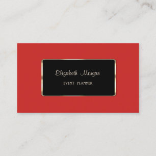 Tarjeta De Visita Elegante Lujo Elegante, Rojo, Marco Negro