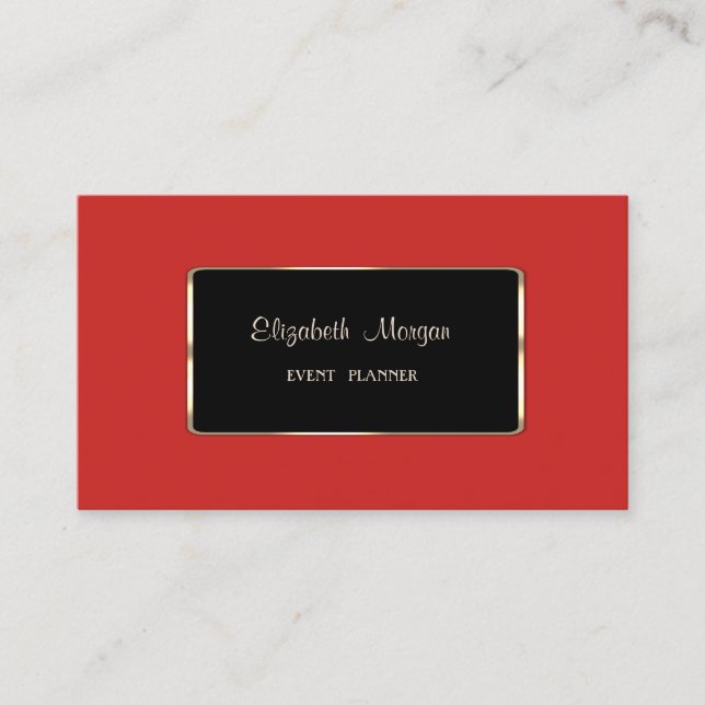 Tarjeta De Visita Elegante Lujo Elegante, Rojo, Marco Negro (Anverso)