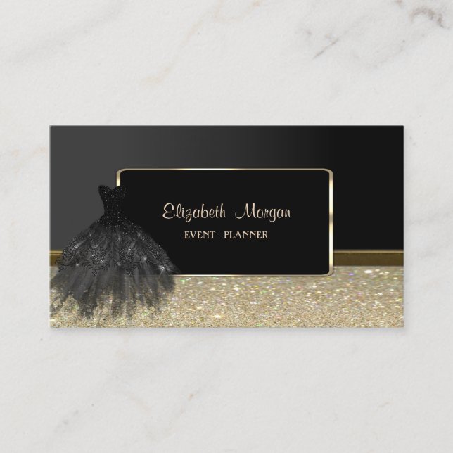 Tarjeta De Visita Elegante Lujo Elegante Vestido Negro (Anverso)
