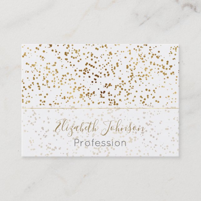 Tarjeta De Visita Elegante Lujo Esparkling Gold Confetti Dots Imagen (Anverso)