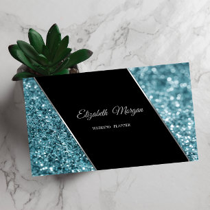 Tarjeta De Visita Elegante Lujo Estiloso Brillo Azul Bokeh