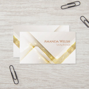Tarjeta De Visita Elegante lujo geometría de rayas de oro blanco bou