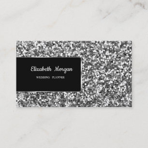 Tarjeta De Visita Elegante Lujo Glitter Plateado Estiloso