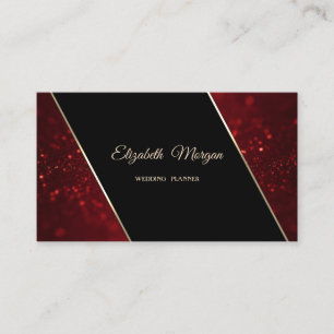 Tarjeta De Visita Elegante Lujo Glitter Rojo Estiloso Bokeh