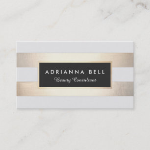 Tarjeta De Visita Elegante lujo Gold Striped Beauty and Fashion