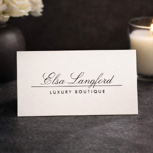 Tarjeta De Visita Elegante Lujo Marfil Boutique Diseñador