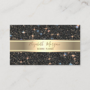 Tarjeta De Visita Elegante lujo moderno negro brillo, franja dorada
