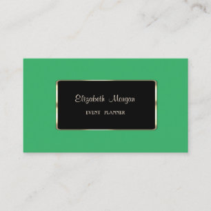 Tarjeta De Visita Elegante Lujo Moderno Verde, Marco Negro