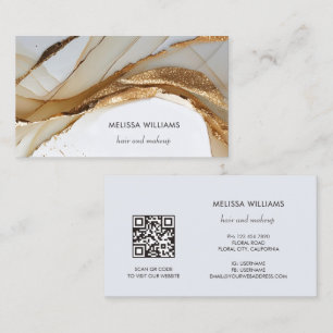 Tarjeta De Visita Elegante lujo oro 3D abstracto   Código QR