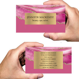 Tarjeta De Visita Elegante lujo rosa y oro Agate