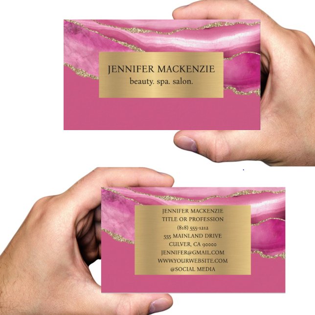 Tarjeta De Visita Elegante lujo rosa y oro Agate (Subido por el creador)